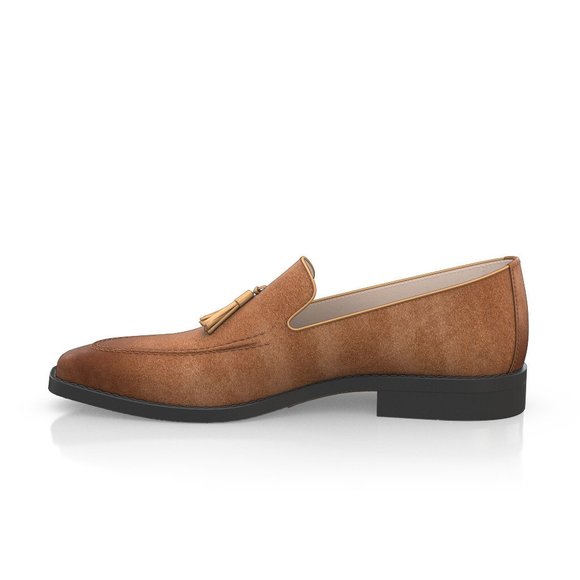 Bashwood Handmade Brown Suede Tussle Loafer Shoes For Men main image 5